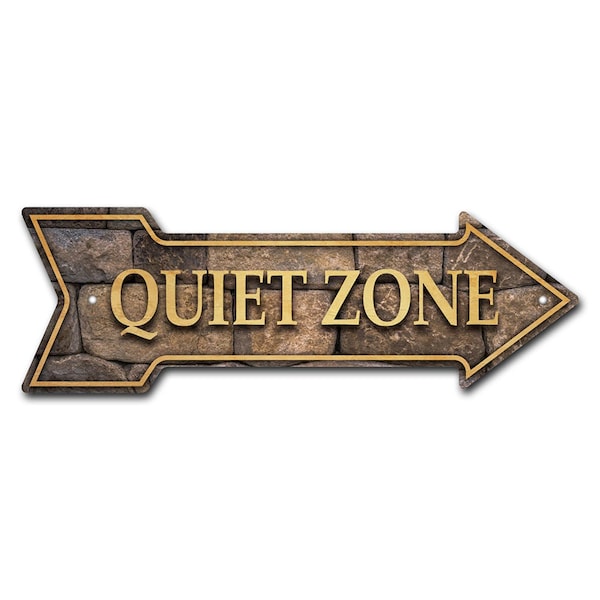 Quiet Zone Arrow Sign Funny Home Decor 36in Wide